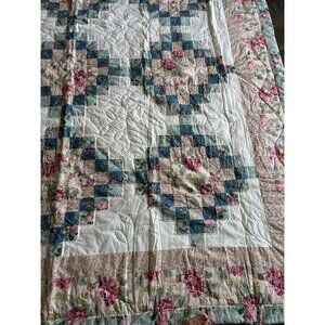 Handmade Patchwork Floral Cotton Quilt Blanket 86x86 Multi Quilted Lap Cover